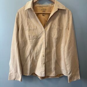 Northern Reflections Women’s Butter Yellow Suede Button Up Top Size L